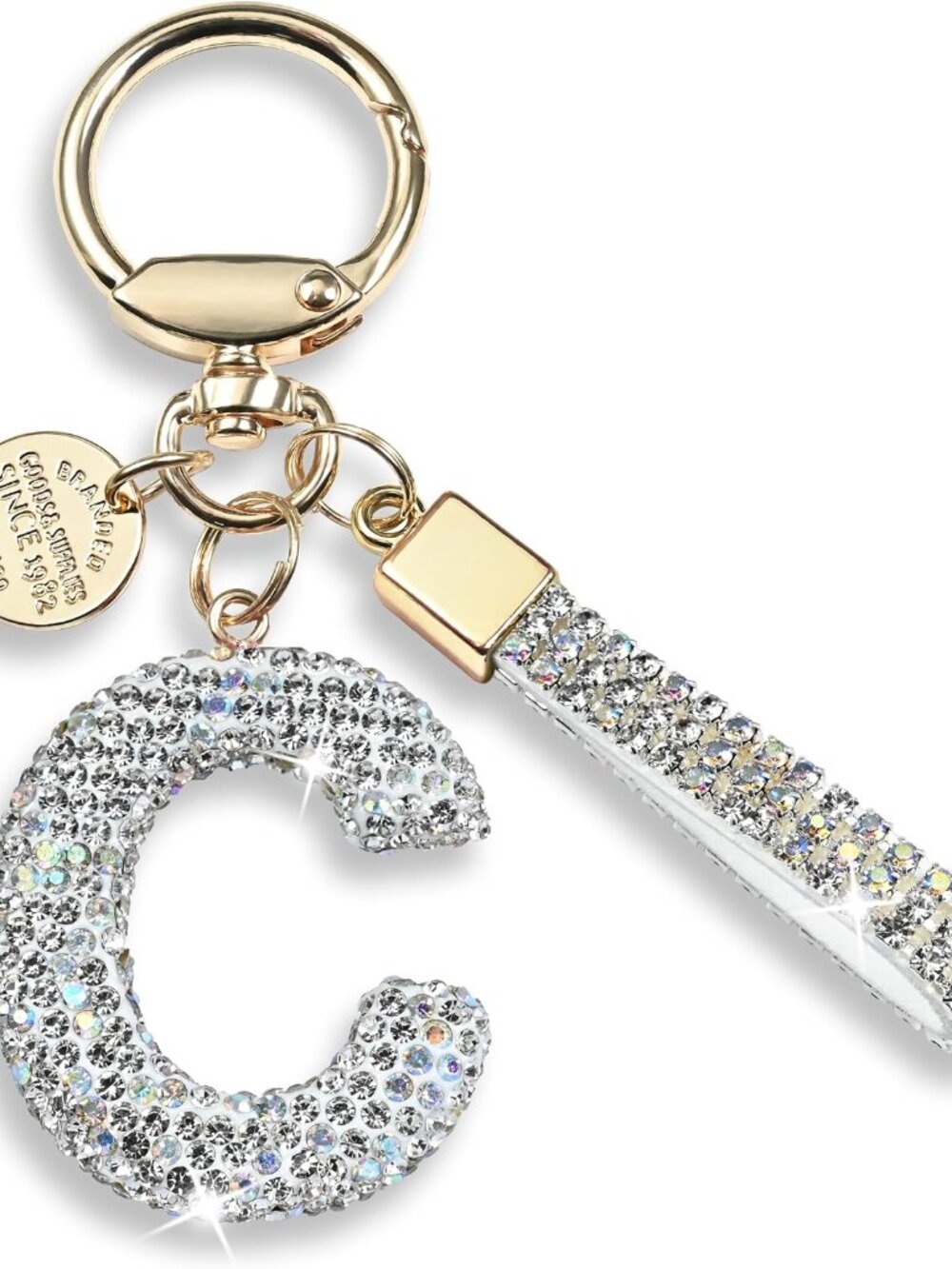 Bling Initial Letter Keychain Bag Charms for Women